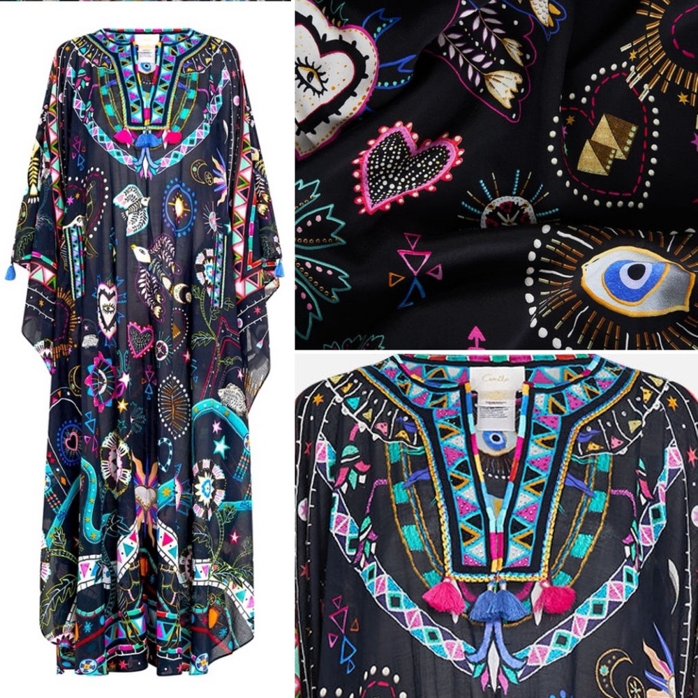 🩷SOLD🩷Camilla V Neck Kaftan With Front Welt Pockets Nubian Nights